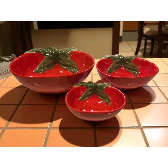 Bowls Other - New Plastic Tomato Shaped 3 Set Salad Appetizer Bowl Dish Veggie Dip Serving